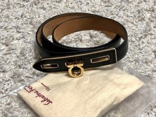 Salvatore Ferragamo Ledergürtel Schwarz Gancini Größe 90 Made in Italy B711