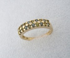 585 Gold Saphir Ring , Gelb + Grün , 14 k , ca 4,4 gr , Gr 59 , Neuwertig