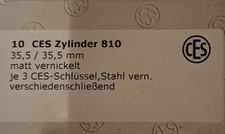 Ces Zylinder 810, 35,5mm/35,5mm, Matt, Vernickelt, 3 Schlüssel, Versch....