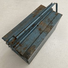 Metall Werkzeugkoffer blau ausklappbar mit vielen Fächern 43x20,5x22cm