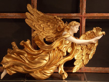 prächtig Wand Engel Relief Figur Vogel handbemalt Gips/Kunstguss/Masse 40x30x8