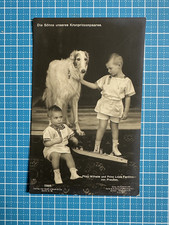 AK Postkarte Prinz Wilhelm von Preussen Söhne mit Barsoi Russischer Windhund