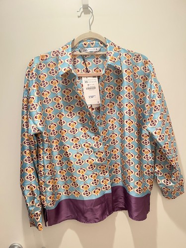 Zara satin bluse gemustert - gemustert, –