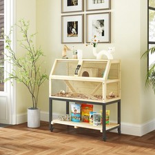 PawHut Zwerghamsterkäfig aus Holz, 87 x 43 x 101 cm Nagerkäfig mit Ablagefläche