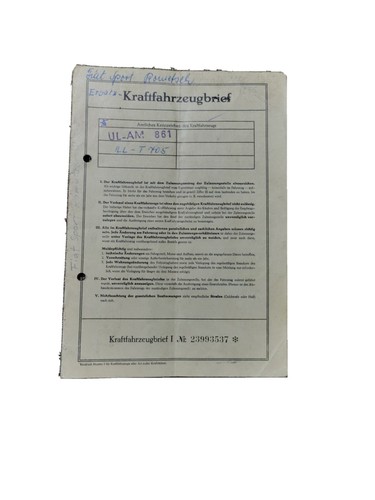 Kraftfahrzeugbrief oldtimer - kraftfahrzeugbrief,