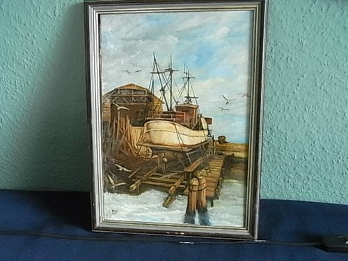 ölgemälde auf karton - karton, schiff