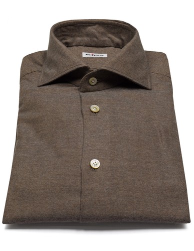 Kiton flanellhemd beigegrau - in,