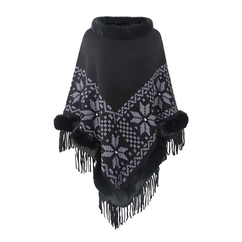 Damen kunstfell poncho - kunstfell, umhang