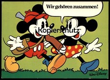 POSTKARTE MINNIE & MICKEY MOUSE WIR GEHÖREN ZUSAMMEN MICKY MAUS WALT DISNEY JAGD
