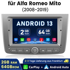 7" Grau Android 13.0 Autoradio 4-Core GPS Navi SWC für Alfa Romeo Mito 2+64GB BT