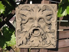 Wasserspeier Garoyle Zeus Dämon Kopf eckig aus Kunst Sandstein Antik Look E 20