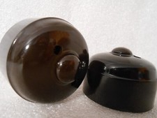 Orig. Bakelit Lichttaster Klingel Taster Schalter Aufputz schwarz rund Steckdose