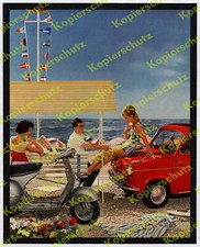 Farbfoto Motorroller Auto Piaggio Vespa 400 Frauen Erotik Motorrad Moped 1960!!
