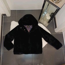 Neu Teddyfelljacke schwarz M L