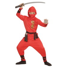 NINJA KOSTÜM KINDER ROT Karneval Fasching Samurai Krieger Kämpfer Jungen # 0133
