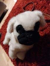 Kultige Mops- Plüsch-Handtasche,beige, 30cm