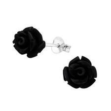 Rosen Ohrstecker  Ohrringe Silber 925 Rose Blüte rot pink schwarz weiß  Geschenk