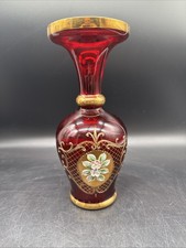 Muranoglas Vase ,Blumen & Goldrand - S.12