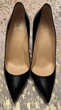Louboutin Pigalle Black Lack Heels Size 40,5, Heels 10 cm