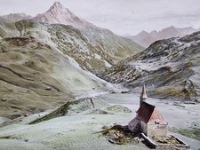 ~1928  Farb-Dia-positiv Glas Platte Hochkrumbach Kapelle Vorarlberg Foto 9x12cm