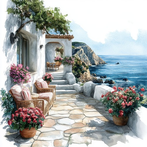 Wandbild terrasse meer - terrasse,