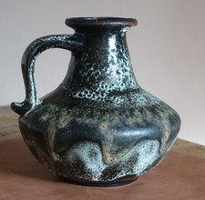 Mid Century Ruscha Keramik Vase 377 toller Verlauf Fat Lava Türkis WGP 70er Jahr