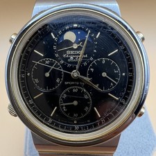 Sehr Seltene Seiko Chronograph 7A48-5010 mit Schwarzen Zifferblatt Vintage Rar