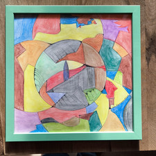 original Zeichnung/Aquarell des Künstlers U. Fugmann inkl. IKEA-Rahmen FISKBO