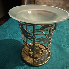 Partylite Messing-Kerzenhalter,Glasaufsatz,Golden Engel,Elch,Weihnachten.Schimme