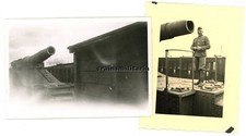 2x Orig. Foto franz. Beute Eisenbahngeschütz Artillerie in Frankreich 1941