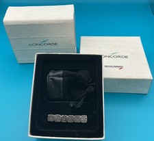 BA Concorde Links of London versilberte Würfelsammlung im Lederetui verpackt