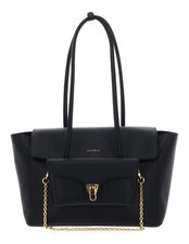 COCCINELLE Double Beat Grained Leather Handbag Noir schwarz