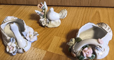 3 x Porzellan Figur Schwan mit