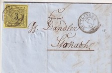 WÜRTT., Mi 2a Plattenf XVI, 90€ a Brief m 3Kr TUTTLINGEN u Inh a LUDWIGSTHAL,gep