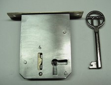 376 Möbel Einsteckschloss 55mm links 16,6 x 84 mm vintage Schloss  mit Schlüssel