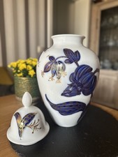 Heinrich Porzellan Deckelvase – Echt Kobalt & Gold, Handdekor, 36 cm,Top-Zustand