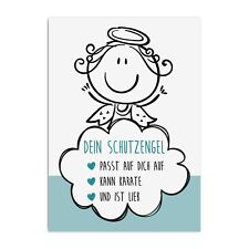 Postkarte SCHUTZENGEL blau Geschenk Freundin Schutzengel Karte