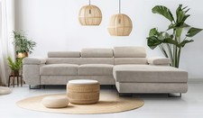 AX LIVING Cord Couch L Form Arborio 280cm Ecksofa mit Schlaffunktion