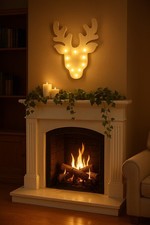 LED Wand-Deko Hirsch aus Holz