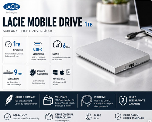 Lacie lrd0tu9 1tb silber - lrd0tu9,