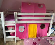 kinder hochbett Kiefer weiß mit Tunnel und Vorhang 