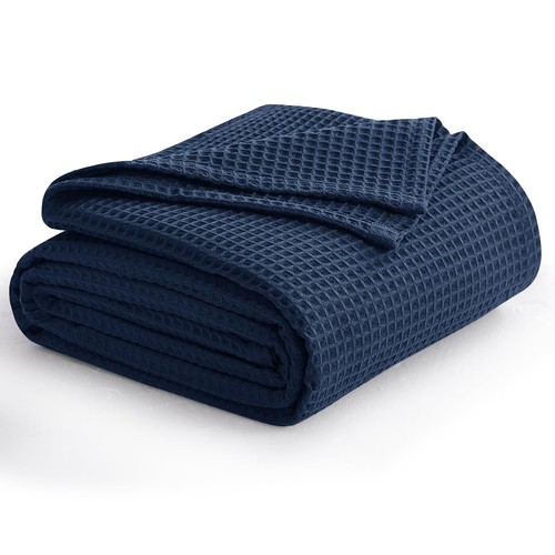 Aisbo waffeldecke navy decke - waffeldecke,
