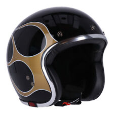 Motorrad Jet Helm Chopper skull bucket schwarz Flammen Gold ECE 22.06 13 1/2 