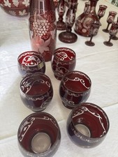 Böhmen Egermann Glas Karaffe mit 6 Gläsern