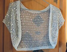 Damen Bolero mit Pailletten Grau Gr. S - M gestickt kurzarm sehr guter Zustand