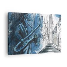 Wandbilder 70x50cm Leinwandbild Saxophon Musiker Zeichnen Klein Bilder Wanddeko