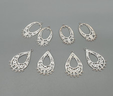 4 Paar 925 Sterling Silber Chandelier Ohrringe Boho Fassungen Fundstücke Herstellung