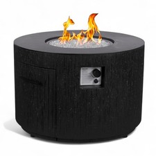 Edler Terassenheizer 14,7 kW Gas Feuerstelle Ø89cm, E-Zündung + Lavasteine Tisch