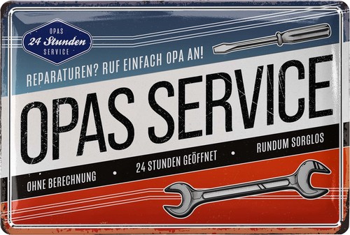 Retro blechschild opas service - blechschild,