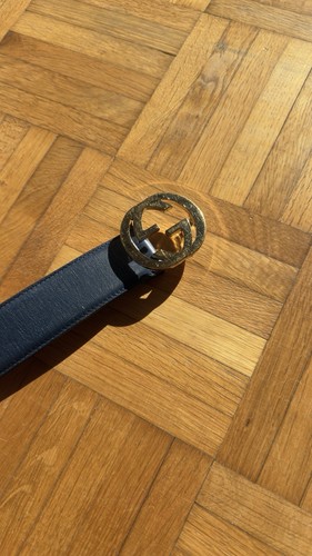 Navy blue gucci leather belt - gucci,